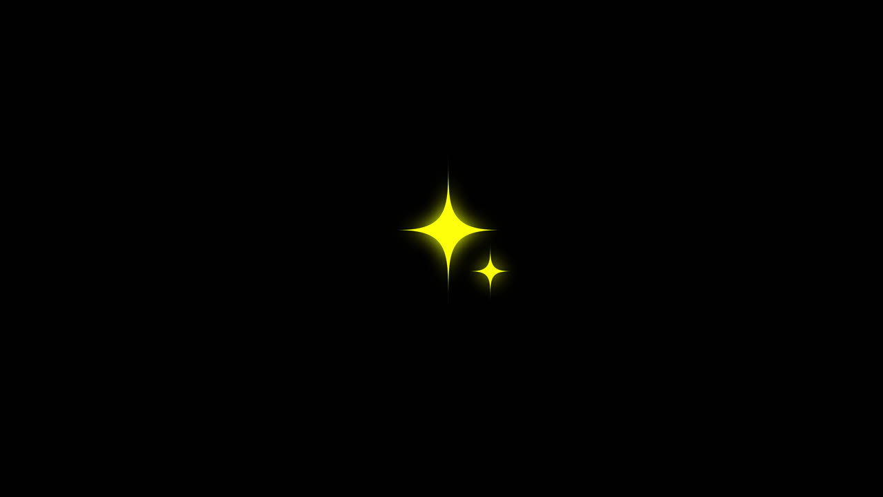 Animated Yellow Sparkles Twinkling on Black Background