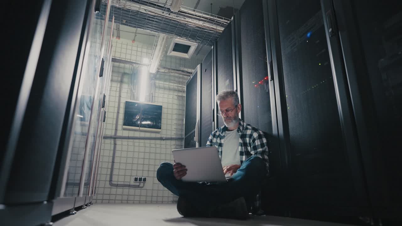 IT Engineer Working in a Server Room