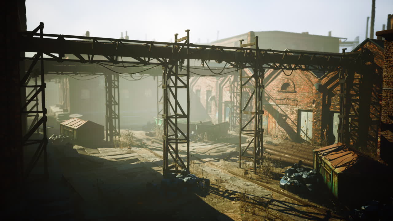 녹은 철 구조물 을 가진 버려진  ⁇ 은 건물