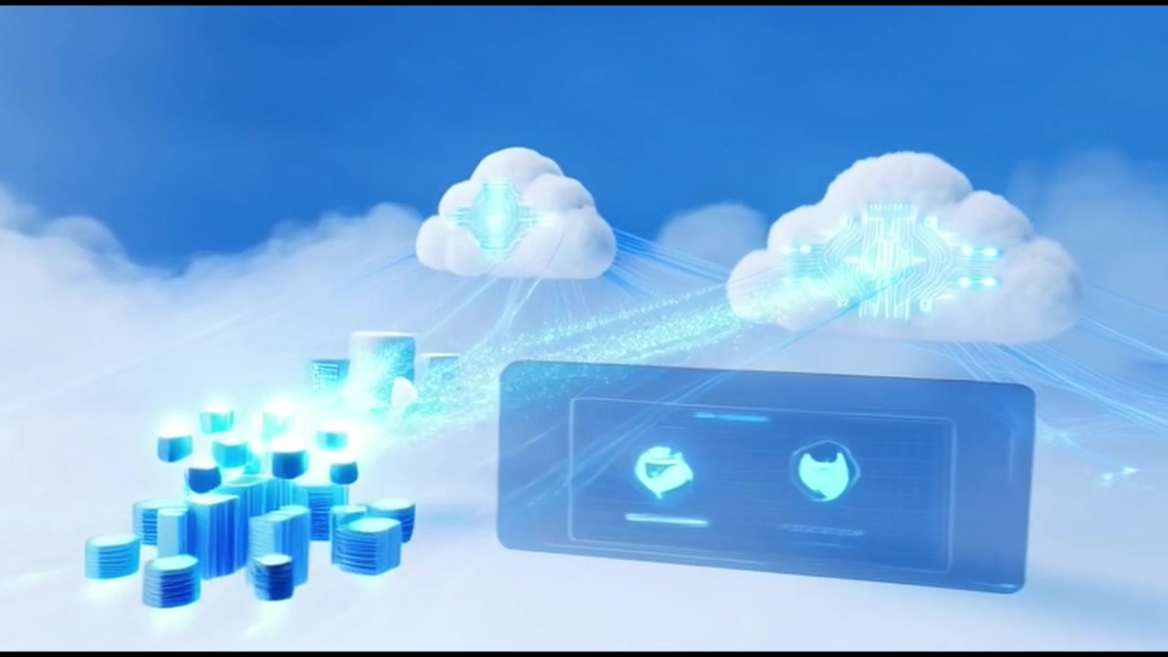 Digital Cloud Computing Network Connecting Data and Devices