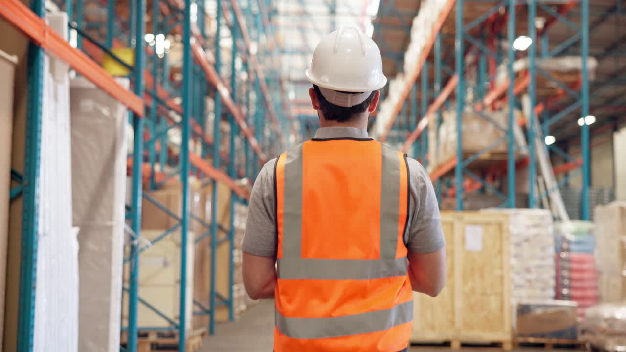 Lavoratore di magazzino con attrezzature di sicurezza