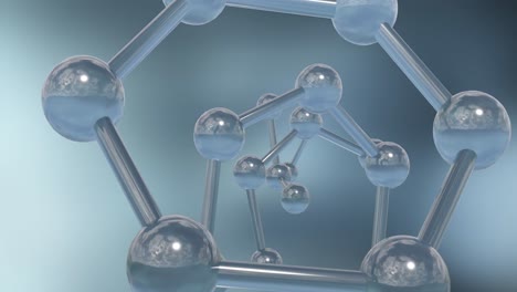 회색 배경에 있는 분자의 3d 마이크로의 애니메이션