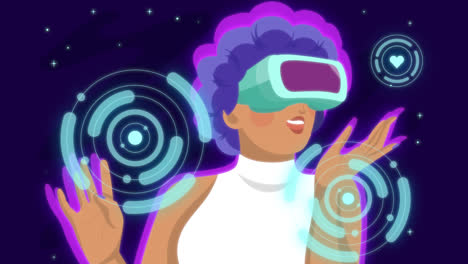 una animación de un diseño plano dibujado a mano en el fondo del metaverso