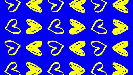 yellow hearts pattern on a blue background