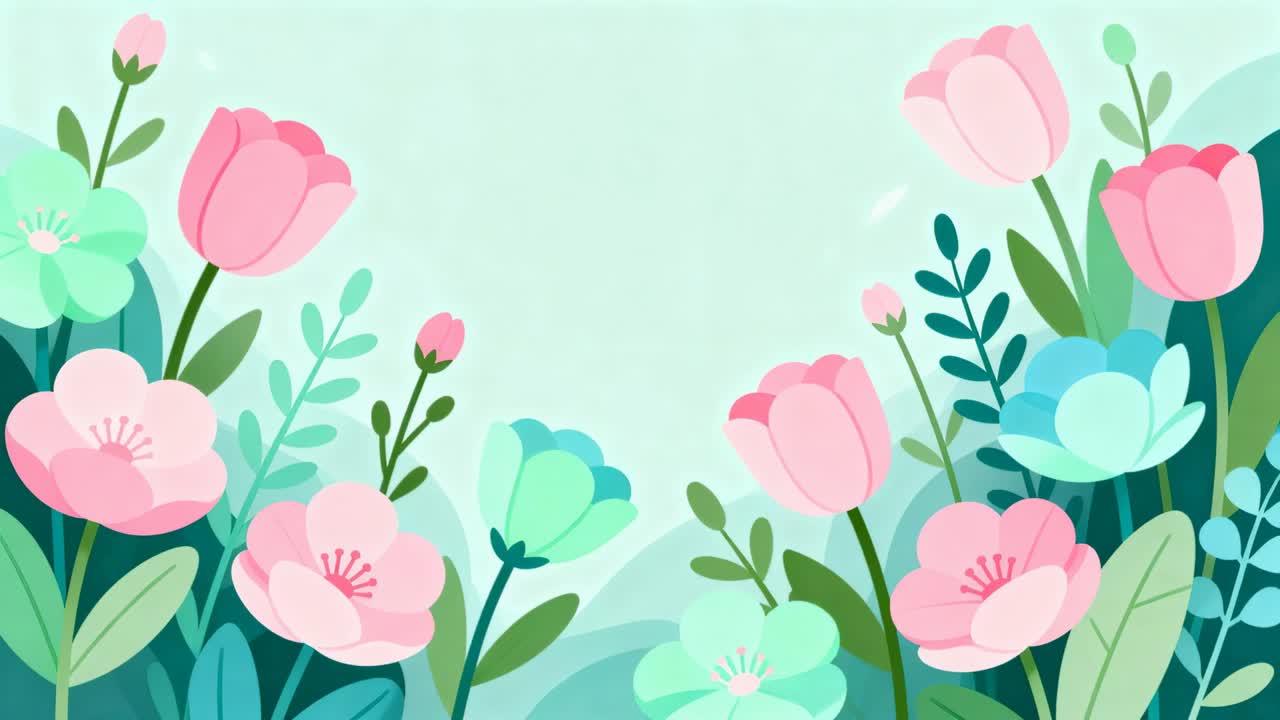 Swaying pastel floral cluster responding to light breeze, leaning and opening buds at garden edge