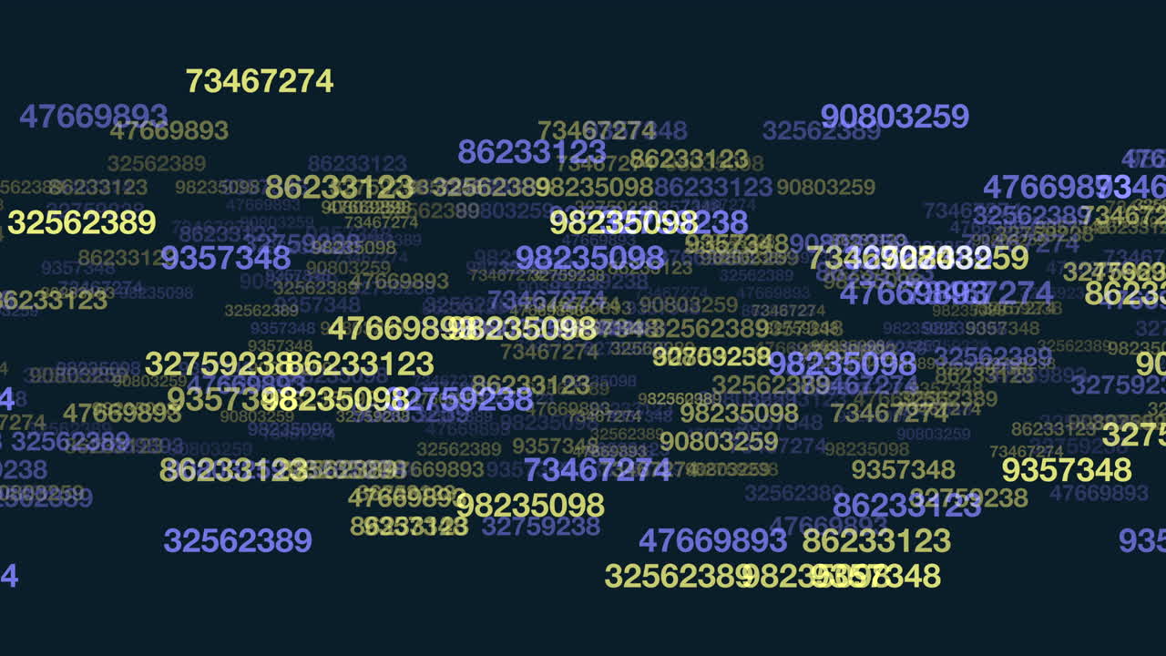 Matrix neon binary code from numbers in dark space