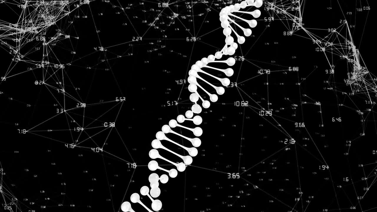 검은색 배경에 데이터 처리 및 dna  ⁇ 의 애니메이션