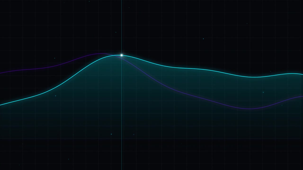 Abstract Digital Waveform Animation with Glowing Data Lines