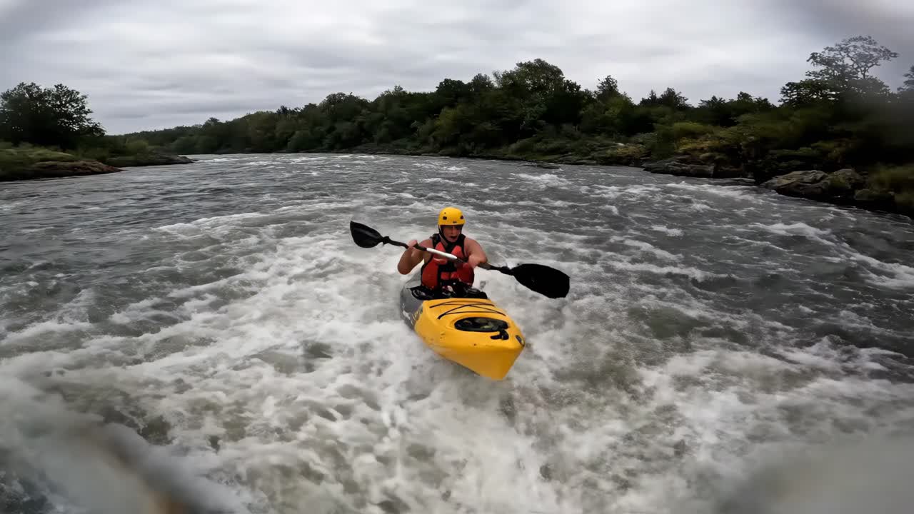 Kayaking through Whitewater Rapids