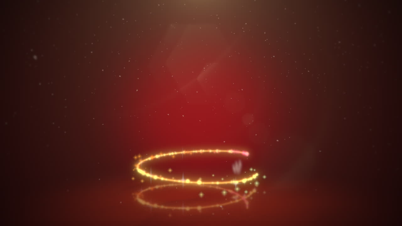 Animated closeup Christmas tree on dark red background