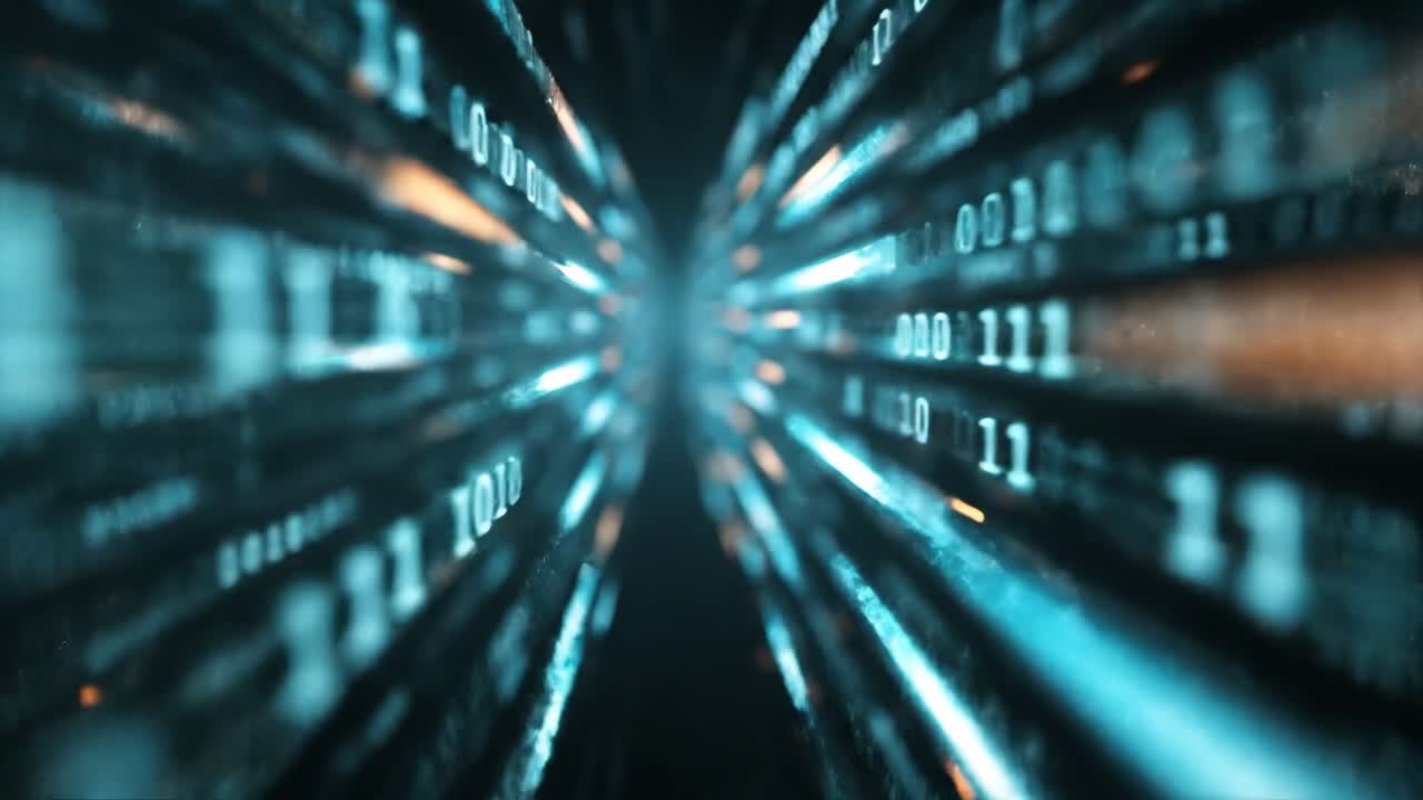 digital binary code tunnel technology background