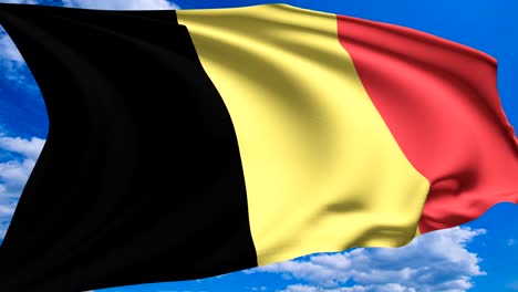 flag of belgium against a cloudy sky (alpha channel, loopable)