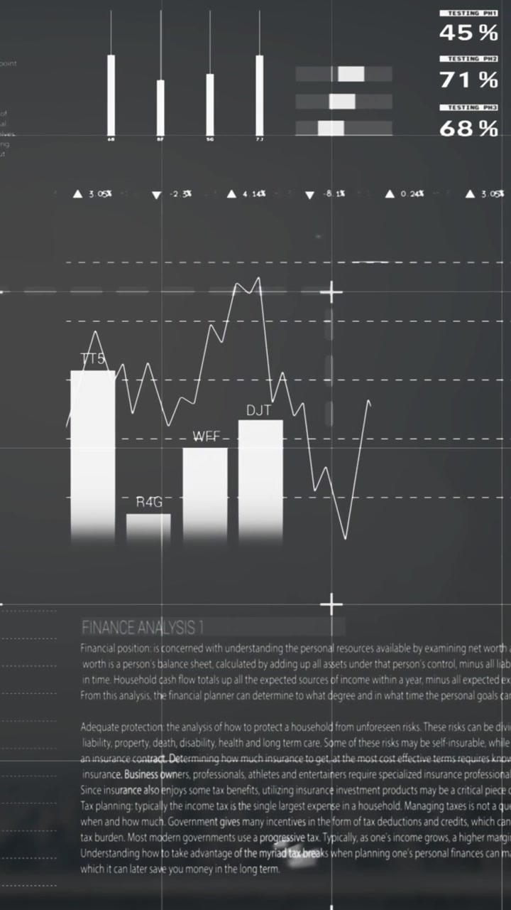 Animation of white infographic interface over modern cityscape against sky