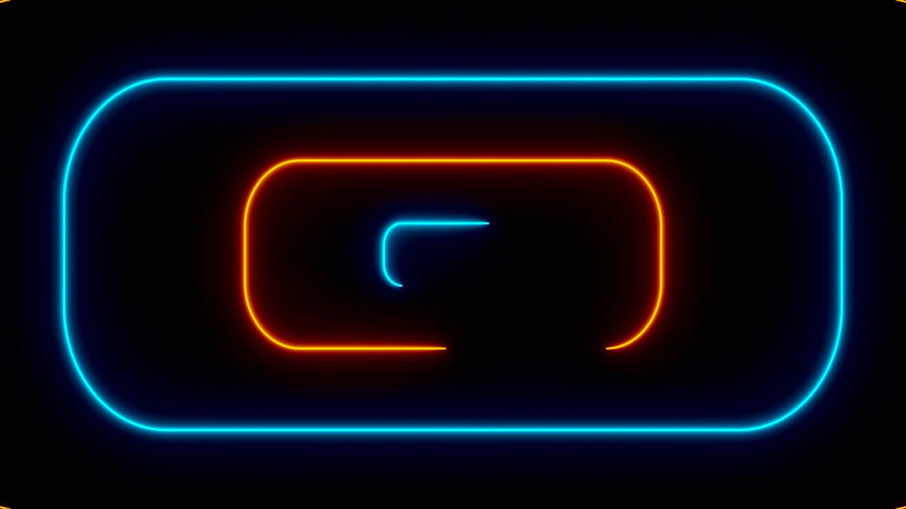 muchos rectángulos redondeados de neón en espacio negro, telón de fondo generado por computadora abstracta, renderizado en 3d