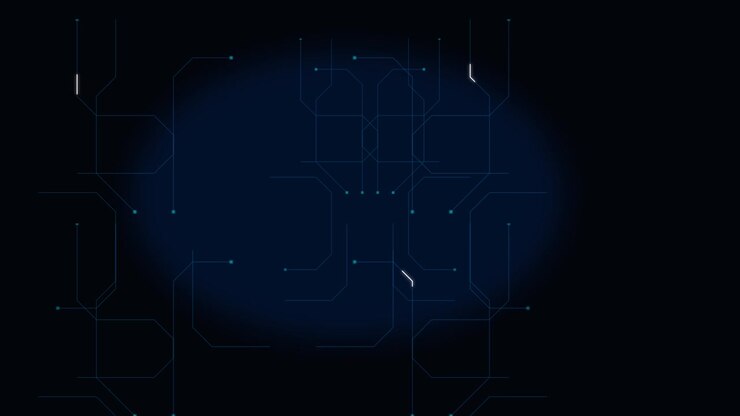 Digital Circuit Board Animation with Moving Data Pulses