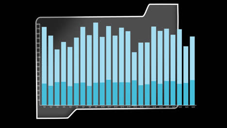 animation of financial graphs and folder on black background