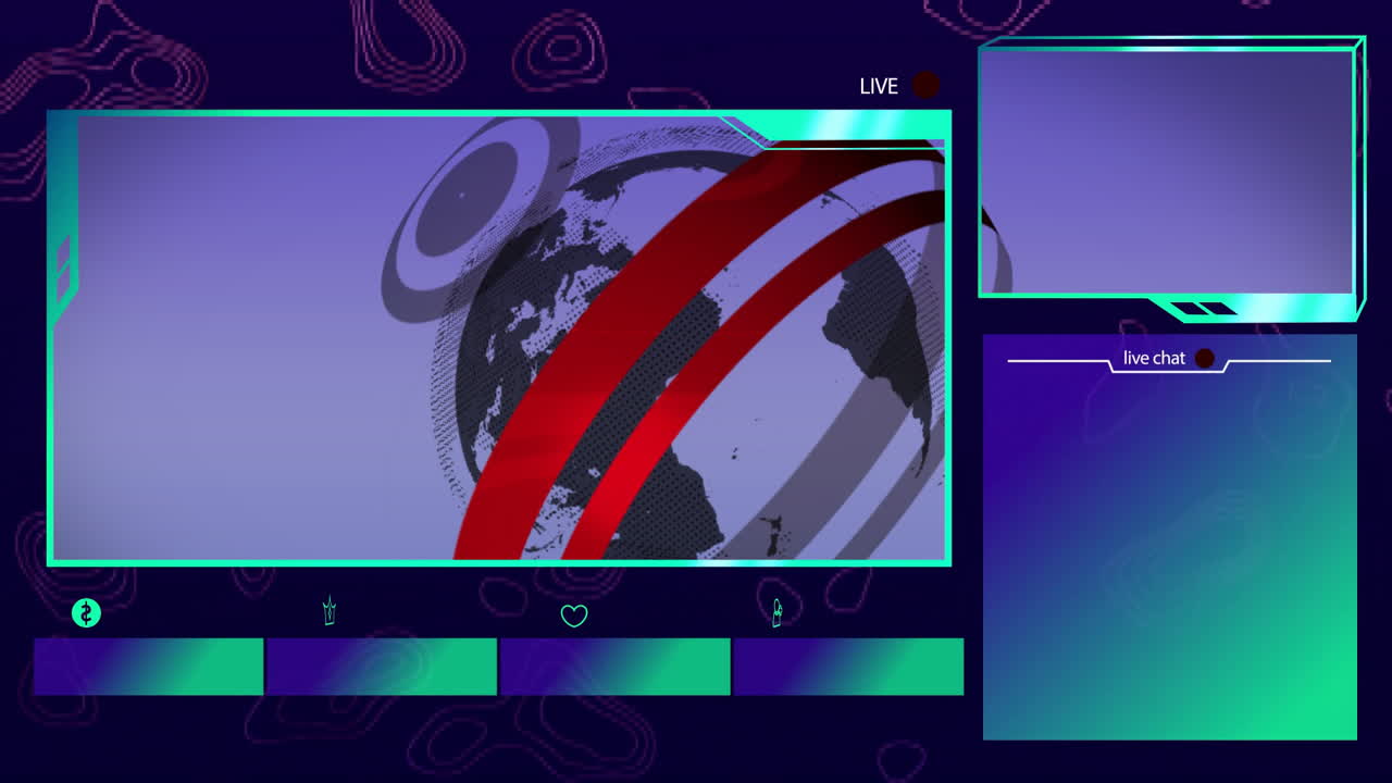 Global news broadcast animation with earth graphic and live indicator