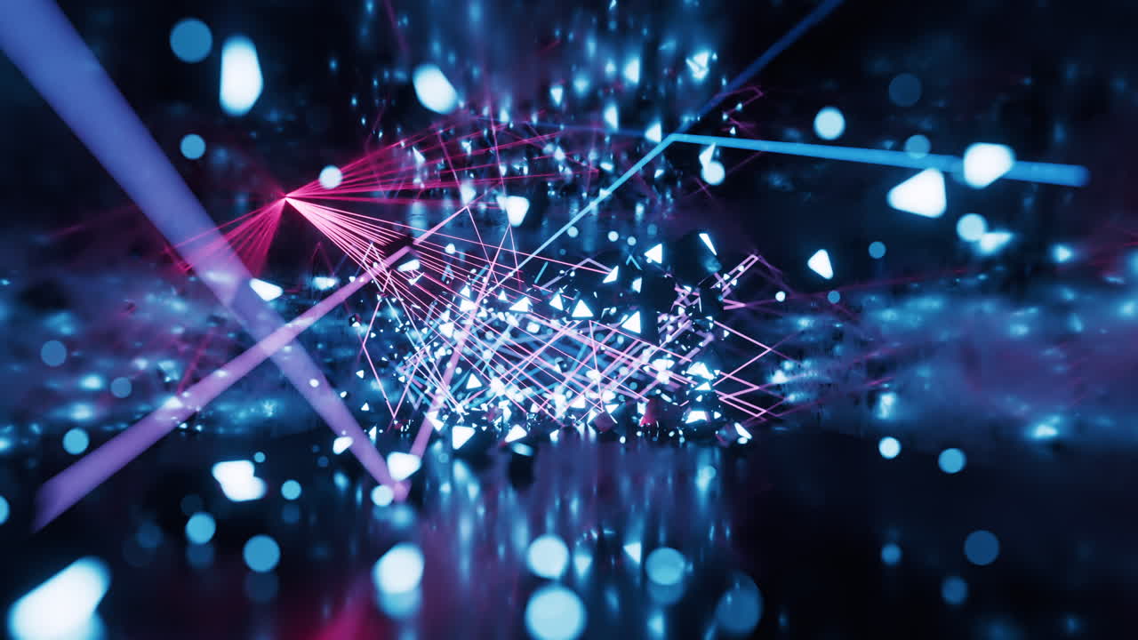 빛나는 네온 라인 터널 3d 렌더링