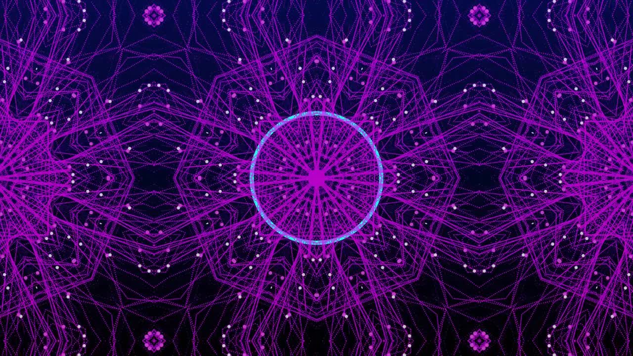 animación digital de formas circulares abstractas que se forman sobre formas caleidoscópicas que se mueven en m hipnótico