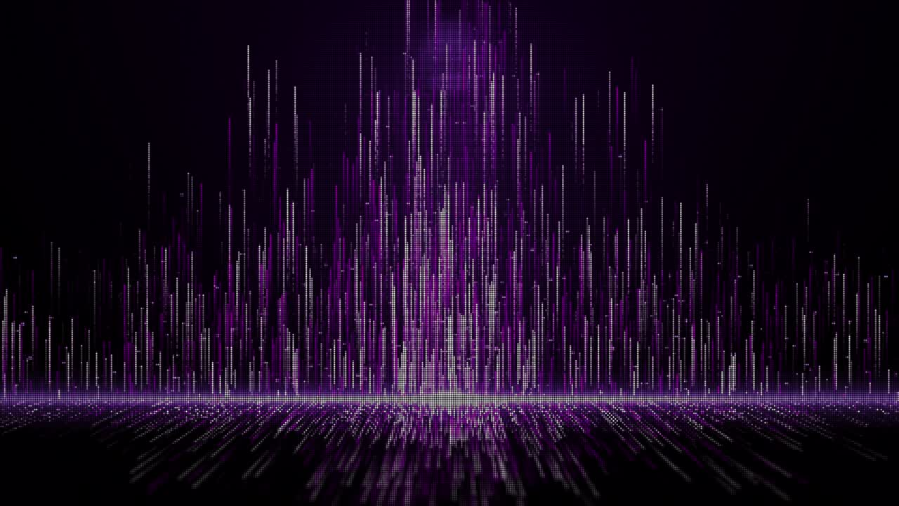 Purple digital lines move up technology digital particle abstract background, Looped motion design 4k.