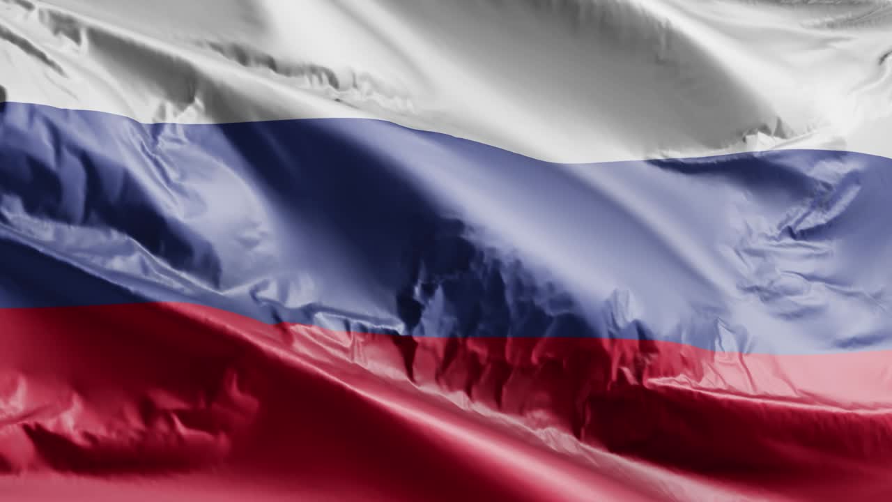 Russia flag waving on the wind loop. Russian banner swaying on the breeze. Full filling background. 10 seconds loop.