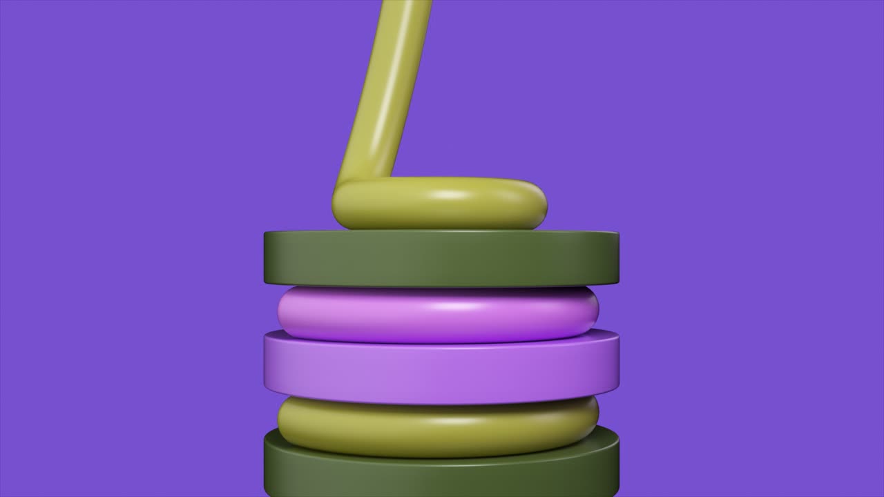 파스텔 색상으로 쌓인 기하학적 모양의 추상적인 3d 렌더링