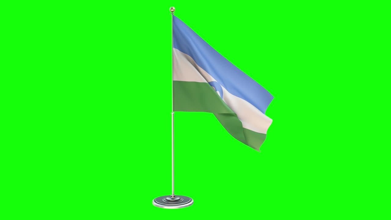 카바르디노 발카리아 (kabardino balkaria) 는 크로마 키가 있는 기둥 위에 흔들리는 발의 3d 일러스트레이션이다.