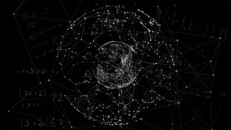 animación de la red de conexiones y el globo sobre fondo negro