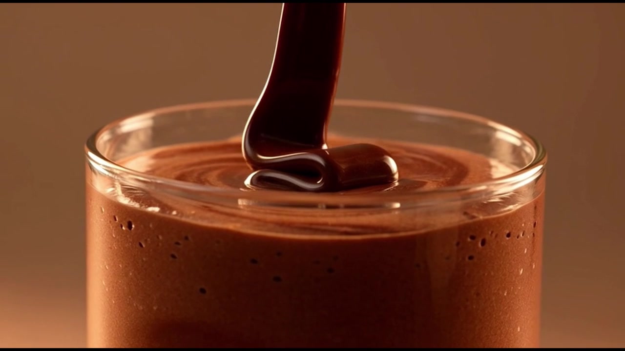 Calda de Chocolate Espessa Derramando em um Copo