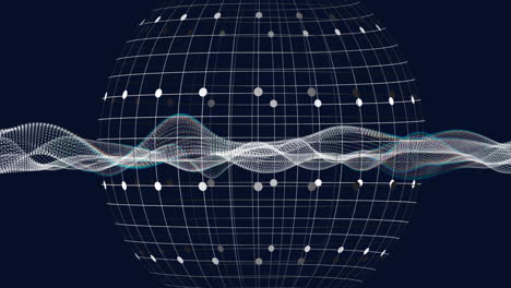 animación de ondas blancas y globo sobre fondo negro