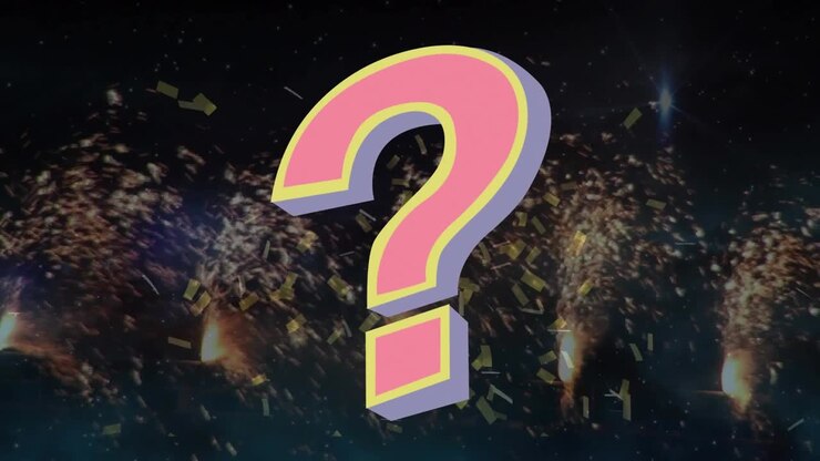 Animation of question mark over sparklers