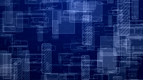 blue digital technology squares background.