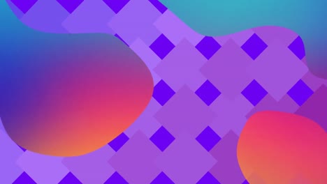 animation of abstract shapes moving on seamless loop on purple background