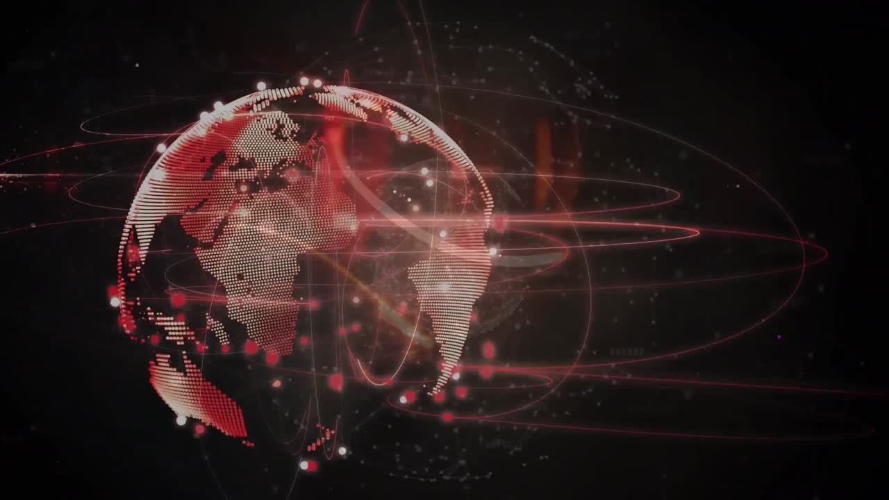 animación del globo con una red de conexiones con puntos brillantes