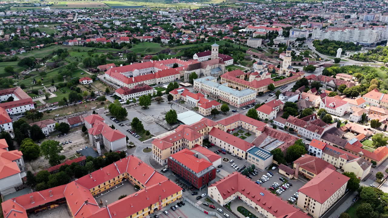 Aerial view of Alba Iulia, showcasing historic architecture in Transylvania