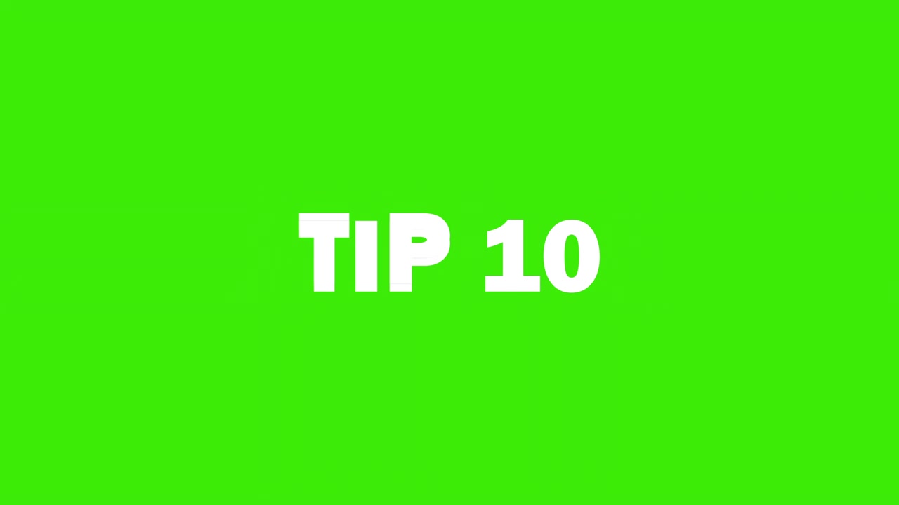 Tip 10 text Animation slot machine effect on a green screen