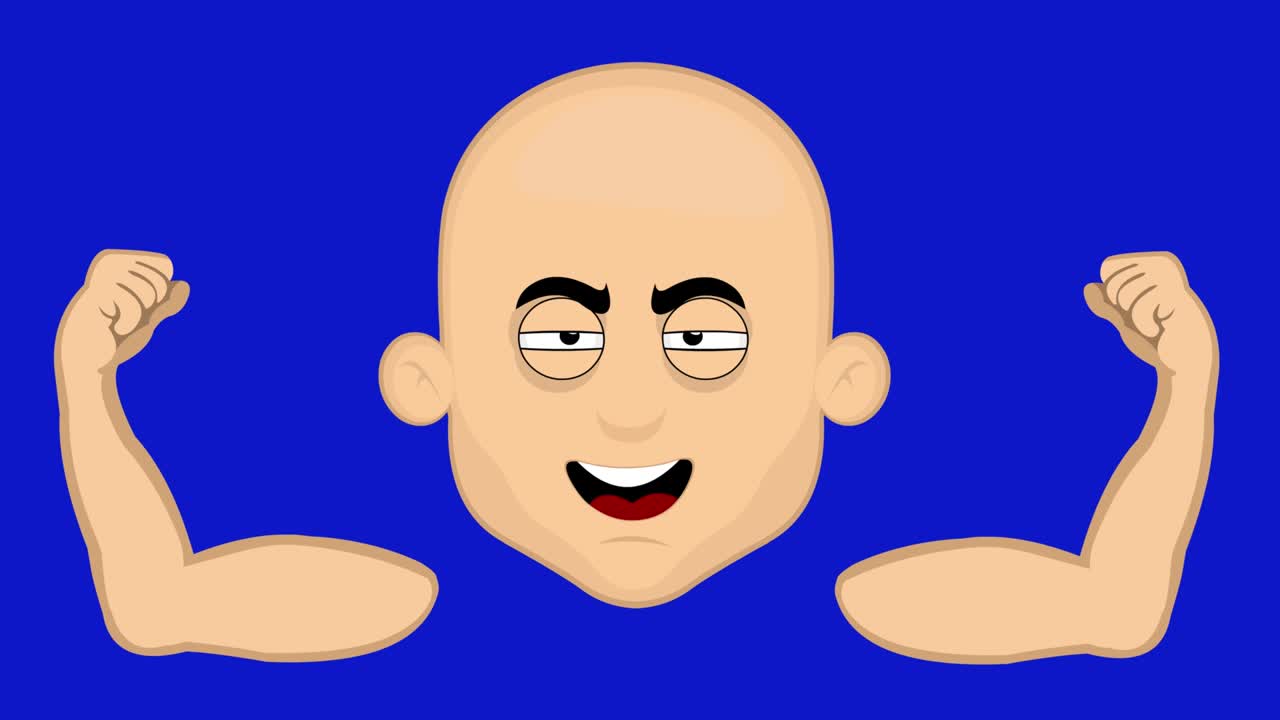 el ciclo de animación hombre calvo bíceps de dibujos animados