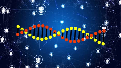 animación de chatbots artificiales y cadena de adn con conexiones