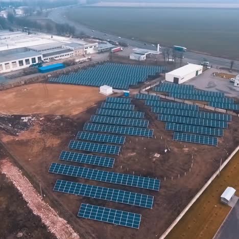 solar power station panels in a row. ecology solar power station panels in the fields