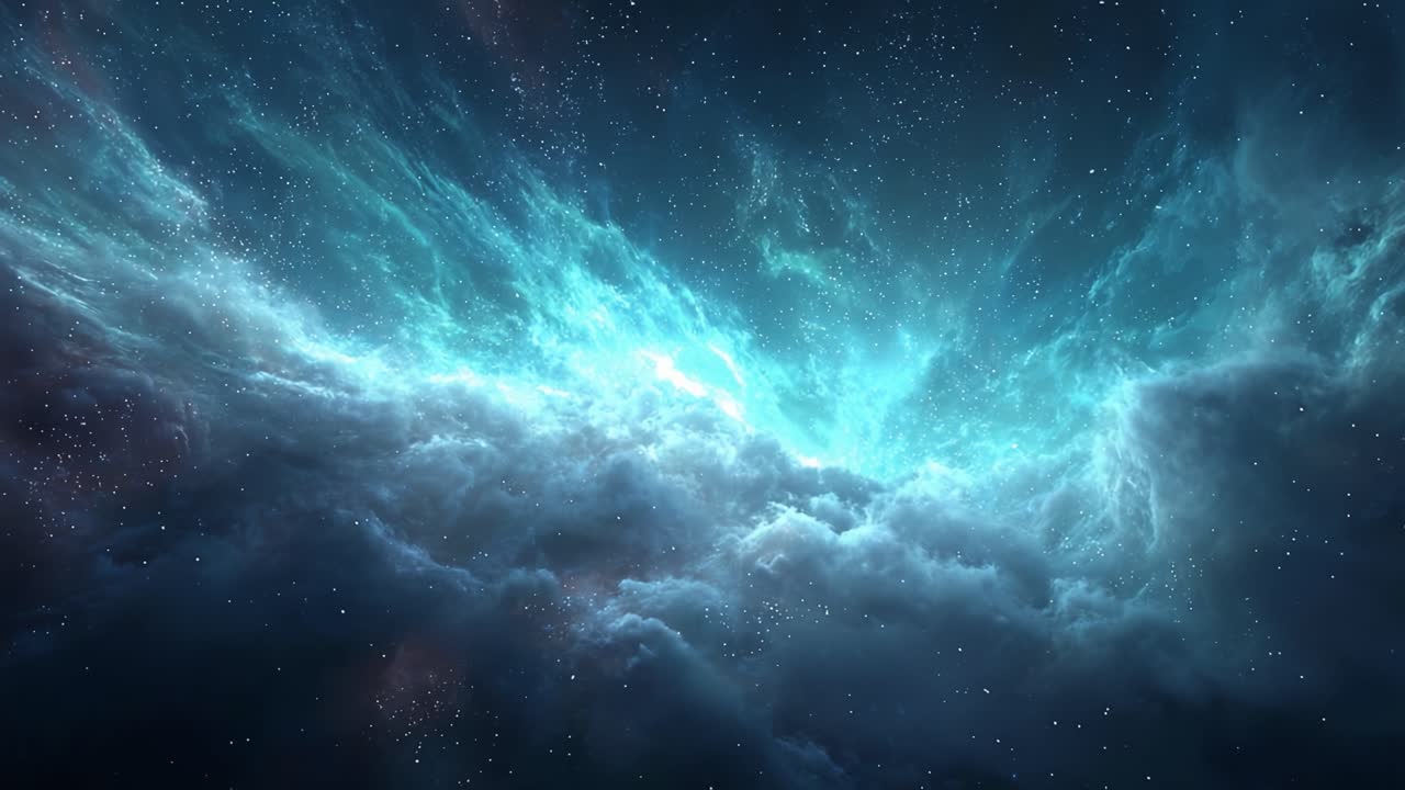 A Vast and Beautiful Cosmic Landscape Depicting Ethereal Clouds and Glowing Stars in the Depths of Outer Space Illuminated by Celestial Light