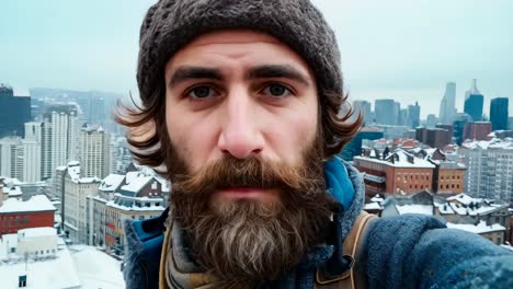 a man with a long beard wearing a hat