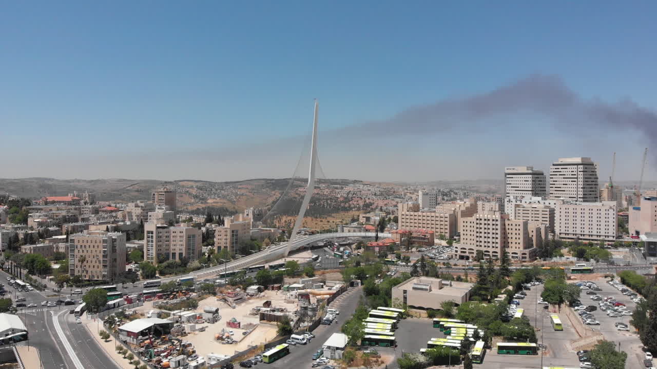 Jerusalem main entrance with Chords Bridge Aerial view