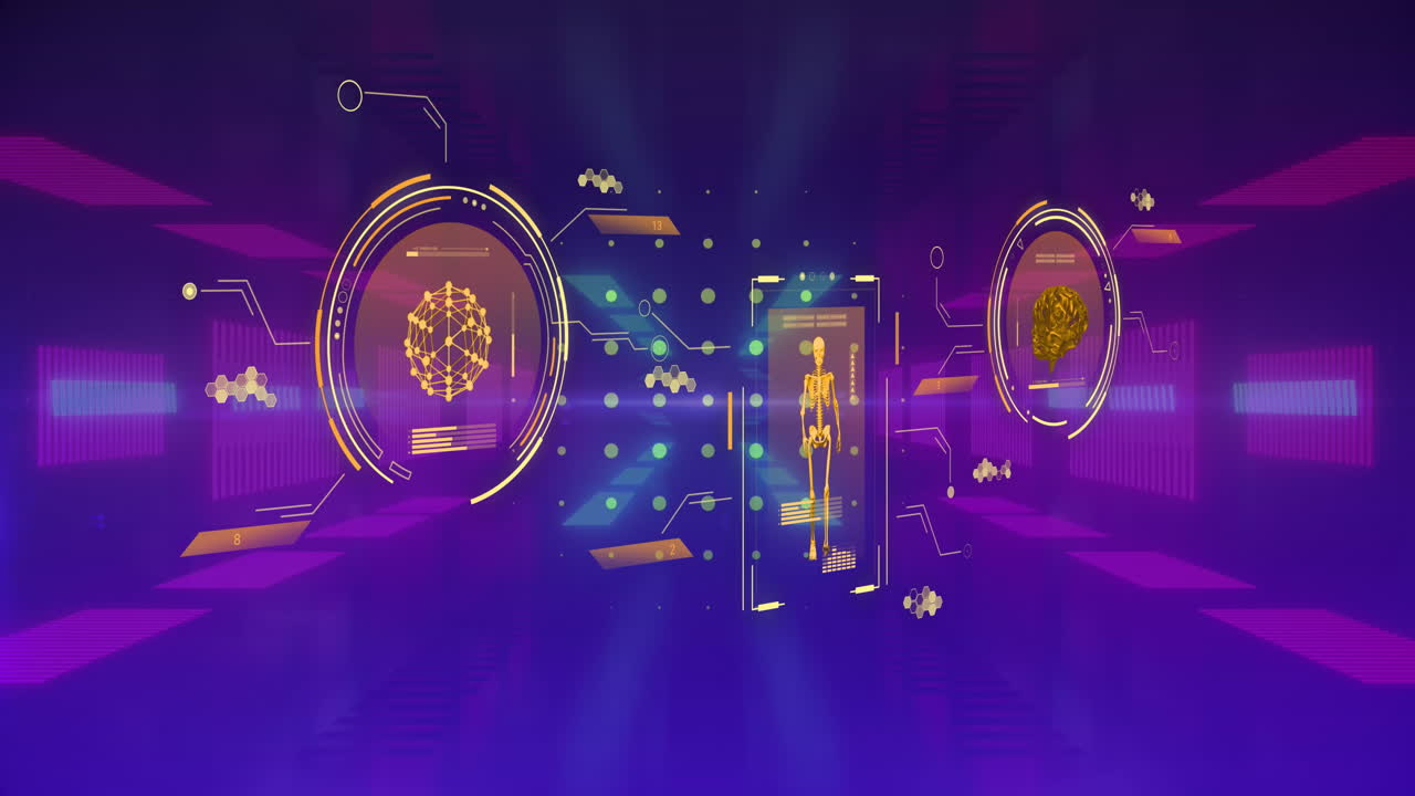 animación del procesamiento de datos y formas que se mueven sobre el túnel