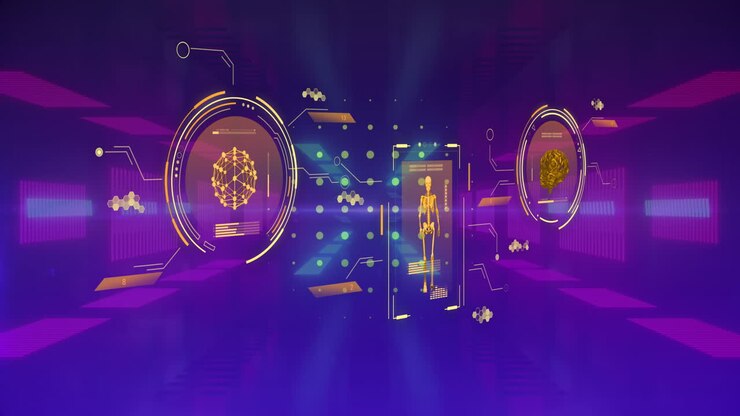 Animazione di elaborazione dati e forme in movimento su un tunnel