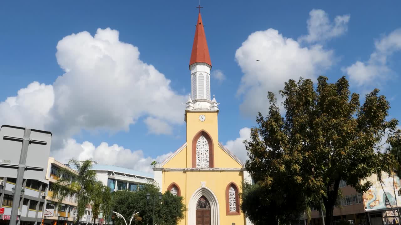 Cathedral of Our Lady of the Immaculate Conception of Papeete, located close to the waterfront esplanade in capital city Papeete,Tahiti.