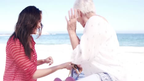 grandmother, mother and daughter playing