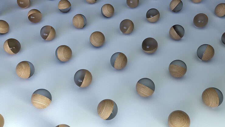 Wooden glass rows of spheres