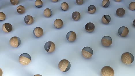 wooden glass rows of spheres