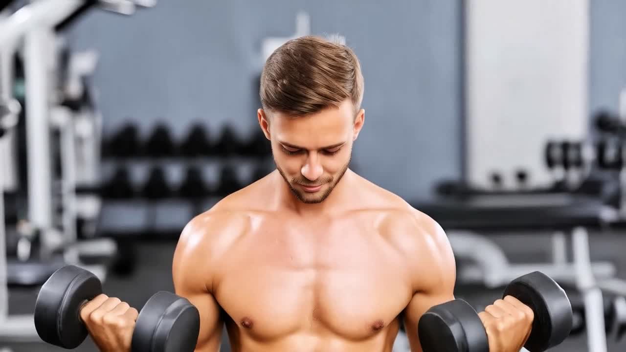 hombre trabajando con pesas en un gimnasio