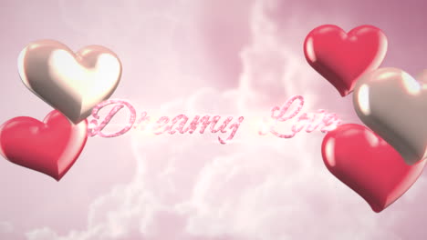 dreamy love text and motion romantic heart on valentines day